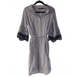 Lauren Ralph Lauren Beachy Embroidered Striped Tunic Seersucker Dress Size 10
